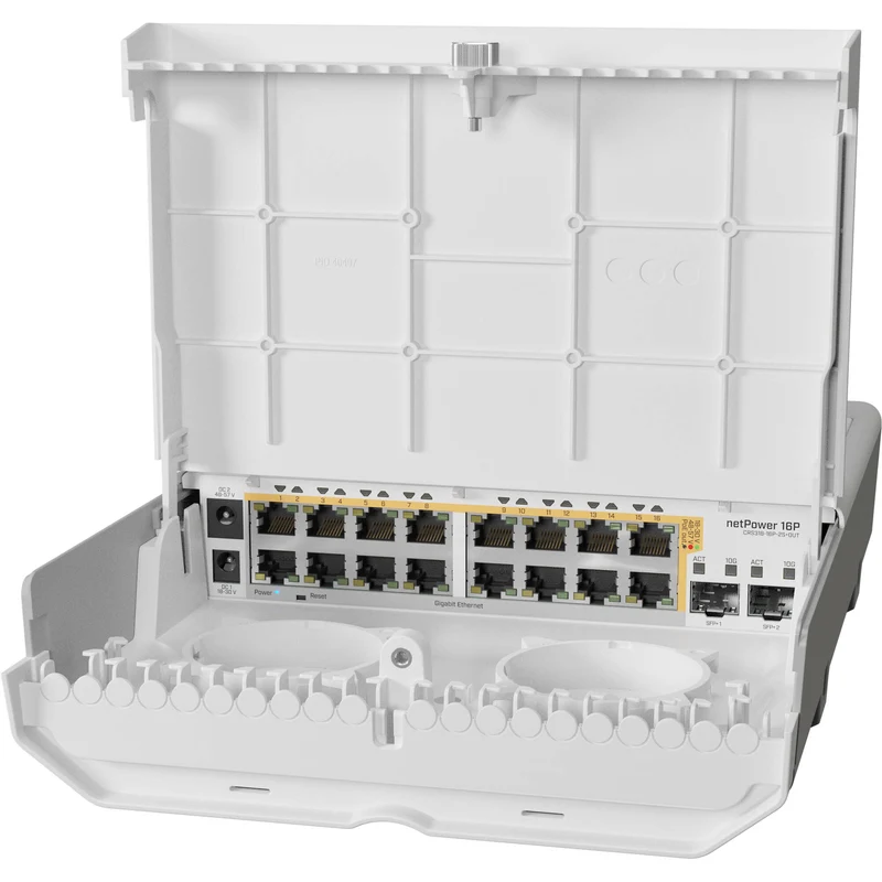 Switch de Red MikroTik netPower 16P 16-Port Gigabit PoE+ Compliant Outdoor Managed Network Switch