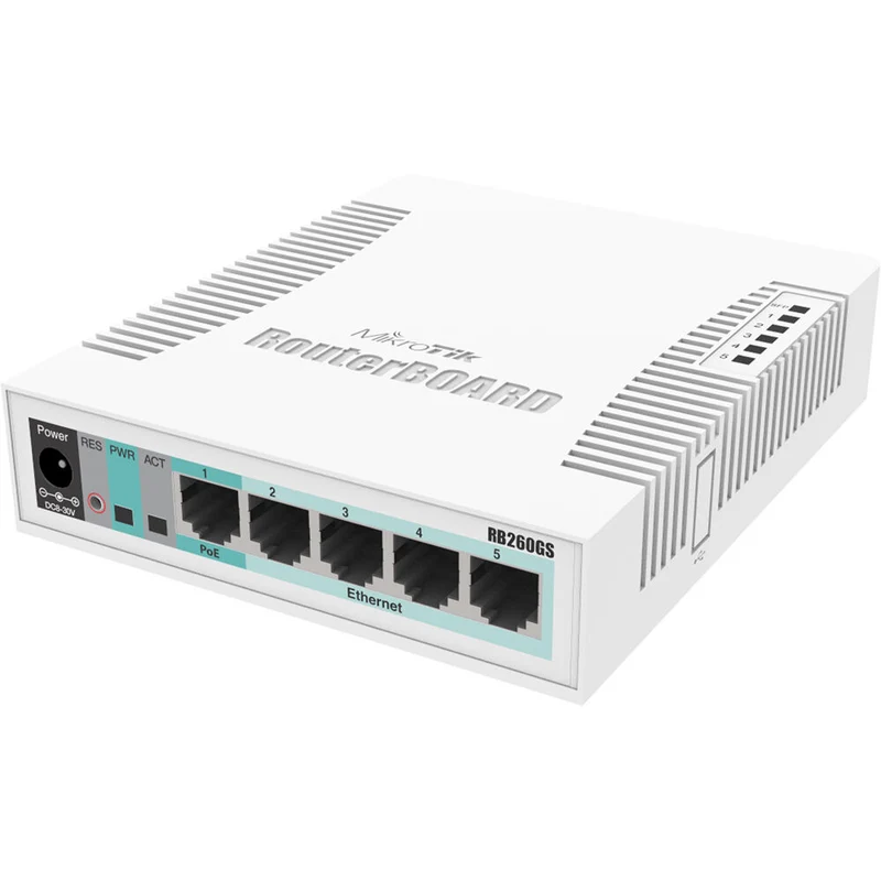 Switch de Red MikroTik RB260GS 5-Port Gigabit Managed Network Switch