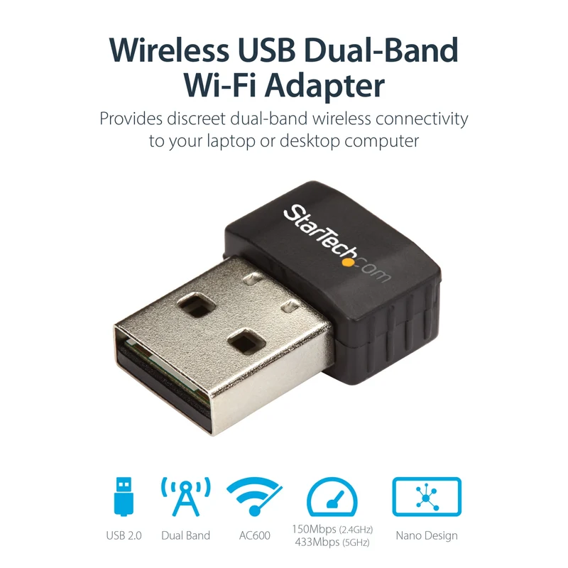 Adaptador WiFi Red StarTech.com StarTech USB WiFi Adapter, USB433ACD1X1
