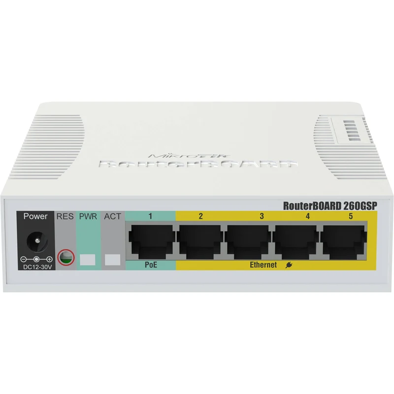 Switch de Red MikroTik RB260GSP 5-Port Gigabit Passive PoE Compliant Managed Network Switch
