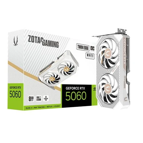 Tarjeta de Video Zotac GeForce RTX 5060 Twin Edge White OC Single-Fan 8GB GDDR7 PCIe 5.0 - Blanco