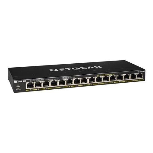 Switch PoE NETGEAR GS316PP 16-Port Gigabit Ethernet Unmanaged PoE+ Essentials (183W)