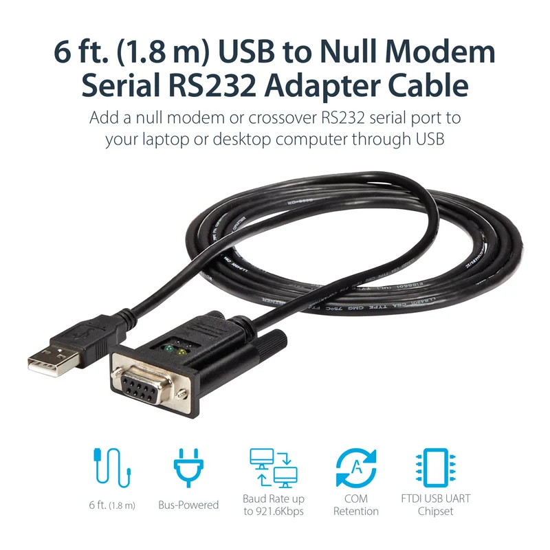 Adaptador StarTech 6ft (1.8m) 1-Port USB Serial RS232