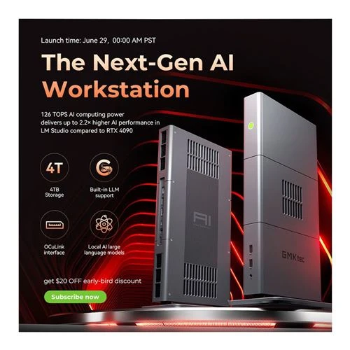 Mini PC GMKtec EVO-X3 AI - Ryzen AI Max+ 395 (3.0GHz) - 128GB RAM - 4TB