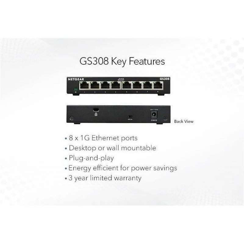 Switch de Red Netgear Business GS308 Ethernet Switch