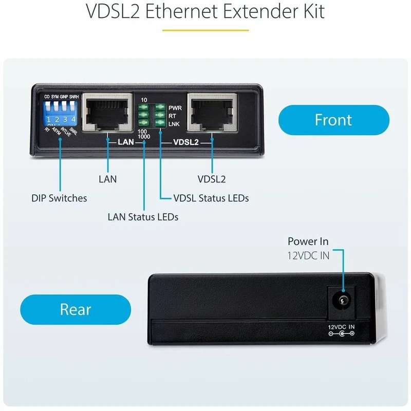 Switch de Red StarTech.com StarTech VDSL2 Ethernet Extender Kit over Single Pair Wire