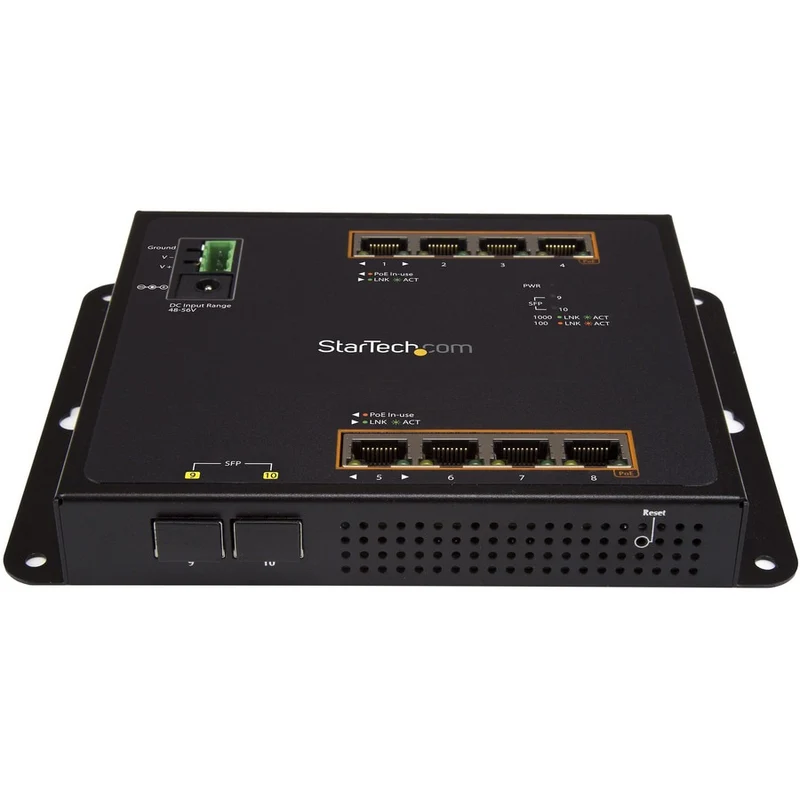 Switch de Red StarTech.com StarTech Industrial 8 Port Gigabit PoE+ Switch w/2 SFP MSA Slots 30W Layer/L2 Switch Managed Ethe