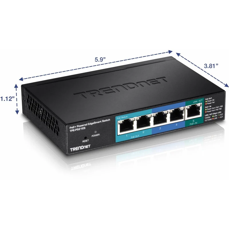 Switch de Red TRENDnet 5-Port Gigabit PoE+ Powered EdgeSmart Switch