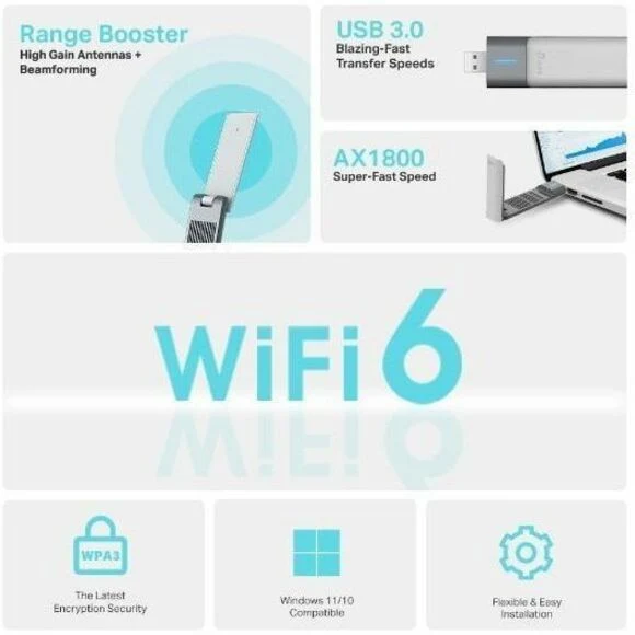 Adaptador WiFi Red TP-Link Archer TX21UH IEEE 802.11 a/b/g/n/ac/ax Dual Band Wi-Fi Adapter