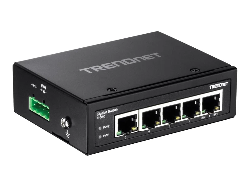 Switch de Red TRENDnet 5-Port Hardened Industrial Gigabit DIN-Rail Switch