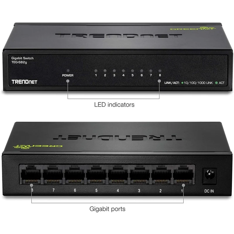 Switch de Red TRENDnet 8-Port Gigabit GREENnet Switch