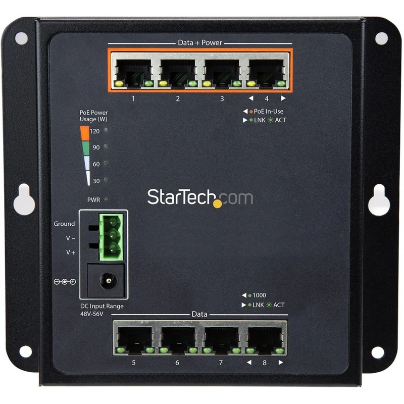 Switch de Red StarTech.com StarTech Industrial 8 Port Gigabit PoE Switch