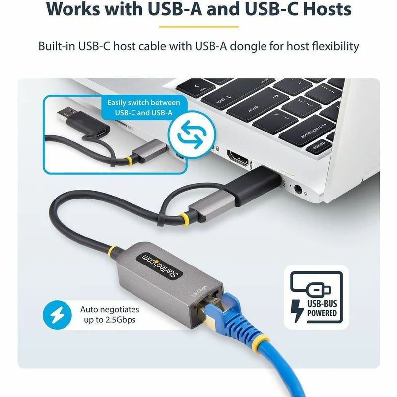Adaptador WiFi Red StarTech.com StarTech 2.5GbE USB-C to Ethernet Adapter w/USB-A Converter