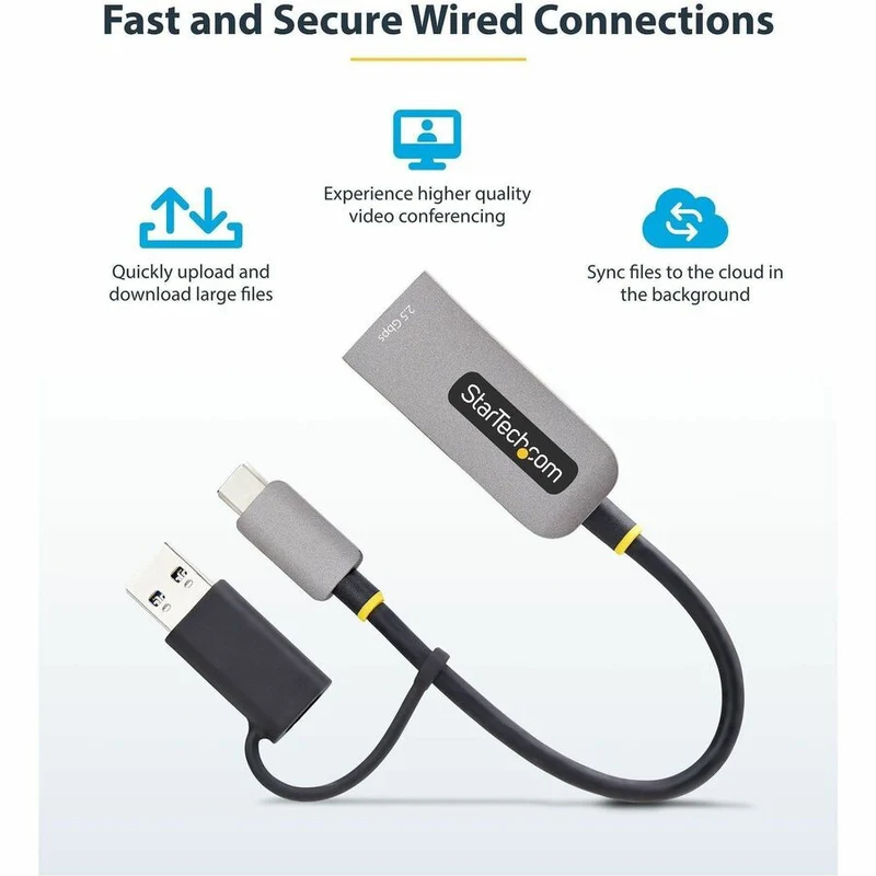 Adaptador WiFi Red StarTech.com StarTech 2.5GbE USB-C to Ethernet Adapter w/USB-A Converter