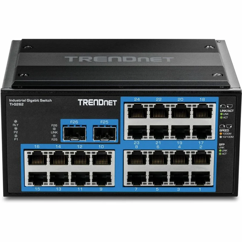 Switch de Red TRENDnet 26-Port Hardened Industrial Gigabit DIN-Rail Switch