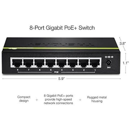 Switch de Red TRENDnet 8-Port Gigabit PoE+ Switch