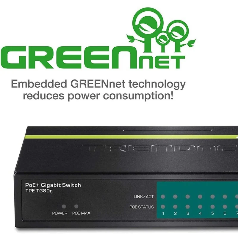 Switch de Red TRENDnet 8-Port Gigabit PoE+ Switch