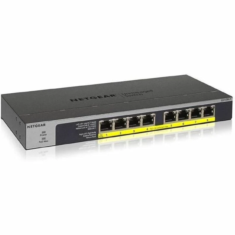Switch de Red Netgear 8-Port PoE/PoE+ Gigabit Ethernet Unmanaged Switch (GS108LP)