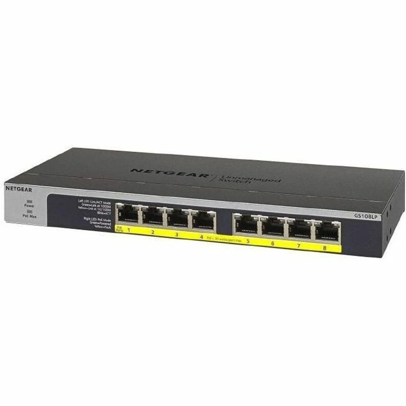 Switch de Red Netgear 8-Port PoE/PoE+ Gigabit Ethernet Unmanaged Switch (GS108LP)