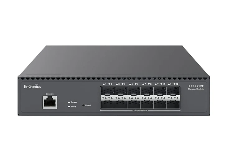 Switch de Red EnGenius Cloud Managed 12-Port 10 Gigabit SFP+ Half-Rack Aggregate Fiber Switch