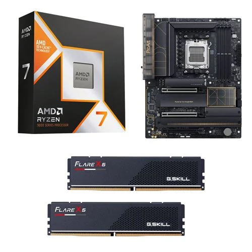 Kit para PC: Procesador AMD Ryzen 7 9850X3D + Tarjeta Madre ASUS X870E Creator ProArt WiFi AM5 + Memoria RAM G.Skill Flare X5 Series 32GB DDR5-6000 Kit