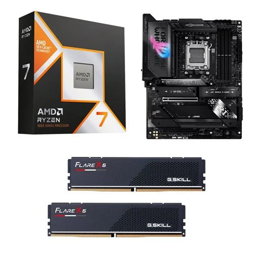 Kit para PC: Procesador AMD Ryzen 7 9850X3D + Tarjeta Madre ASUS X870E-E ROG Strix Gaming R2 USBC WiFi AM5 + Memoria RAM G.Skill Flare X5 Series 32GB DDR5-6000 Kit