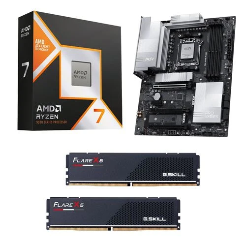 Kit para PC: Procesador AMD Ryzen 7 9800X3D + Tarjeta Madre MSI X870E-P Pro WiFi + Memoria RAM G.Skill Flare X5 Series 32GB DDR5-6000 Kit