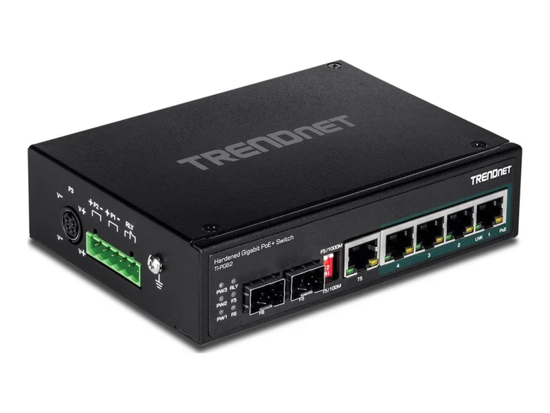 Switch de Red TRENDnet 6-Port Hardened Industrial Gigabit PoE+ DIN-Rail Switch