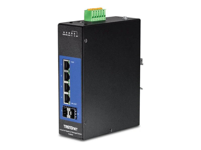 Switch de Red TRENDnet 6-Port Industrial Gigabit L2 Managed DIN-Rail Switch; 4 x Gigabit Ports; 2 x SFP Slots; DIN-Rail Moun