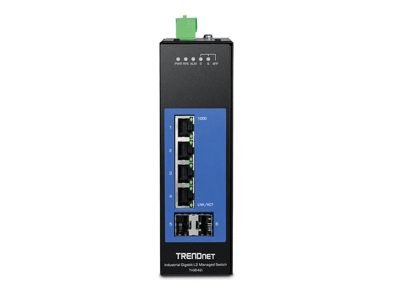 Switch de Red TRENDnet 6-Port Industrial Gigabit L2 Managed DIN-Rail Switch; 4 x Gigabit Ports; 2 x SFP Slots; DIN-Rail Moun