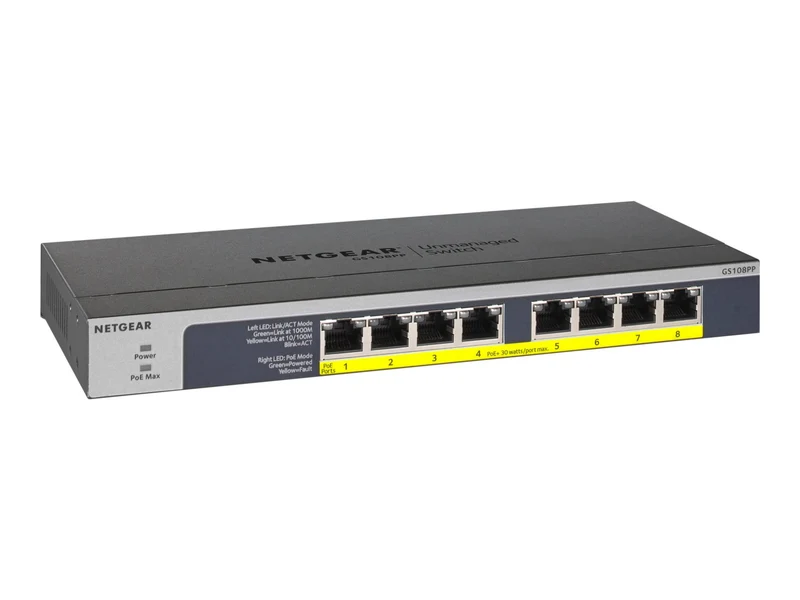 Switch de Red Netgear 8-port Gigabit Ethernet PoE+ Unmanaged Switch (GS108PP)