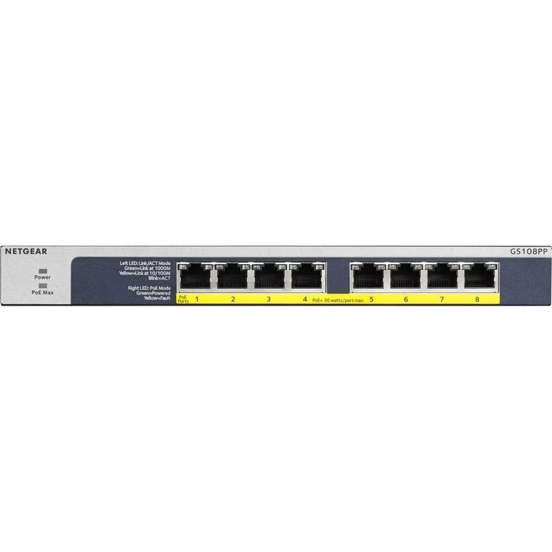 Switch de Red Netgear 8-port Gigabit Ethernet PoE+ Unmanaged Switch (GS108PP)