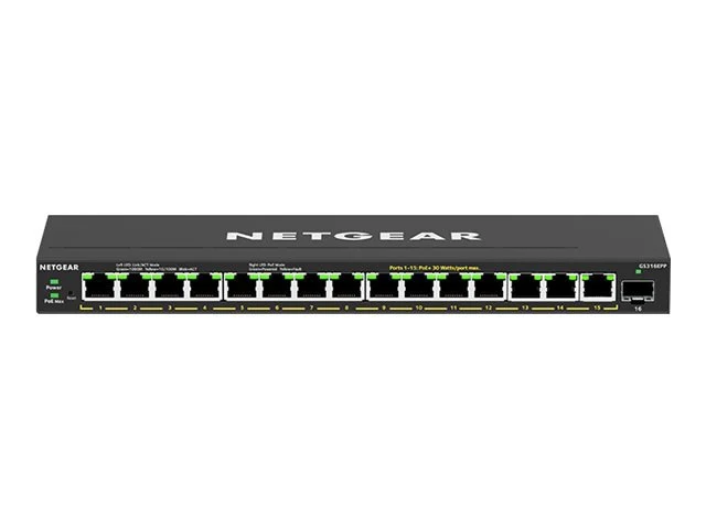 Transceptor de Red Netgear 16-Port High-Power PoE+ Gigabit Ethernet Plus Switch (231W)