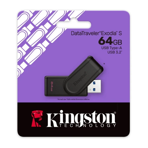 Pendrive Kingston DataTraveler Exodia S USB 3.2 - 128GB - Color Negro - DTXS/128GB