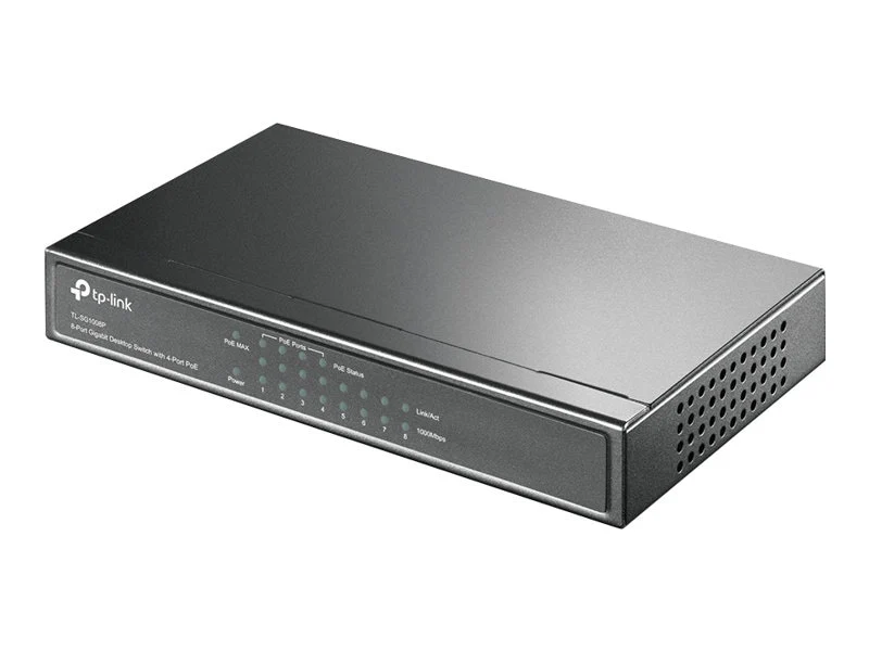 Switch de Red TP-Link 8 Port Gigabit Switch (TL-SG1008P) w/4 PoE+ Ports 64W Plug & Play