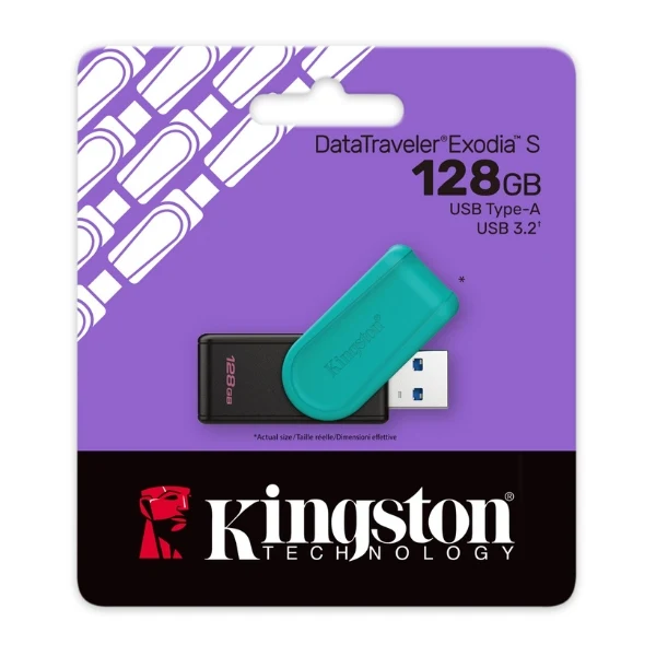 Pendrive Kingston DataTraveler Exodia S USB 3.2 128GB Negro y Turquesa DTXS/128GB