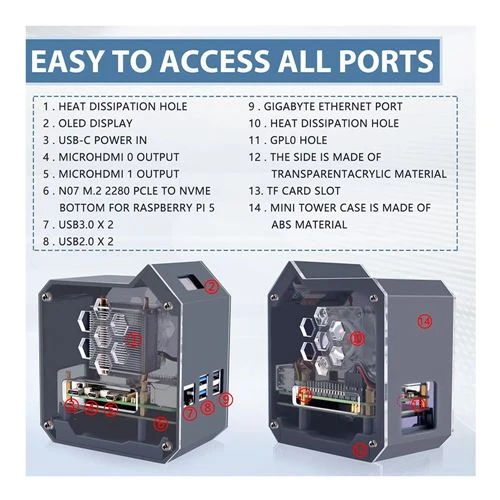 Case ABS 52Pi para Raspberry Pi 5