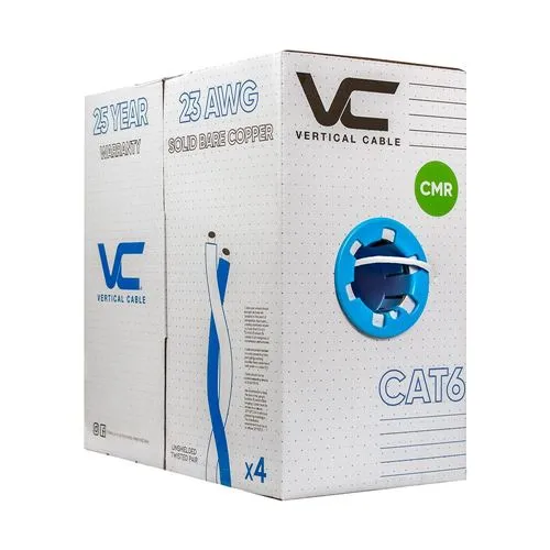 Cables de Red Vertical Cable 060 Series Cat6 550MHz UTP 23AWG Solid Bare Copper 1000ft Bulk Ethernet Cable Blanco