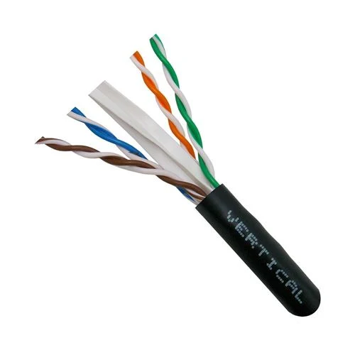 Cables de Red Vertical Cable Cat6 UTP UV Jacket Outdoor CMX 1000ft Bulk Ethernet Cable Negro