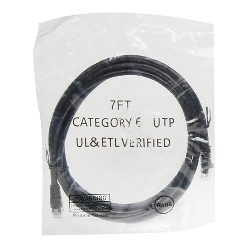 Cables de Red PPA 7 Ft. CAT 6 Snagless Ethernet Cable Negro