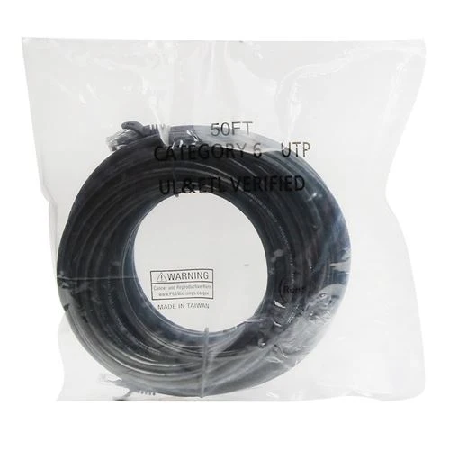 Cables de Red PPA 50 Ft. CAT 6 Snagless Ethernet Cable Negro