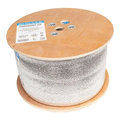 Cables de Red Vertical Cable Cat6A 10G Shielded 23AWG Solid Bare Copper PVC 1000ft Bulk Ethernet Cable Azul