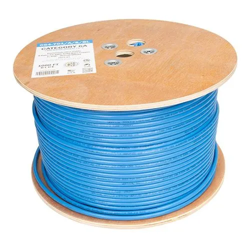 Cables de Red Vertical Cable Cat6A 10G Shielded 23AWG Solid Bare Copper PVC 1000ft Bulk Ethernet Cable Azul