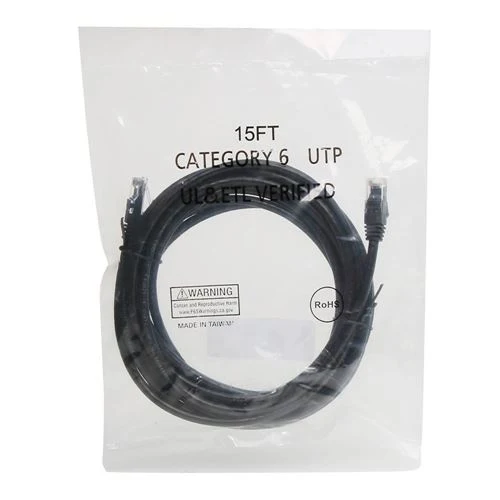 Cables de Red PPA 15 Ft. CAT 6 Snagless Ethernet Cable Negro