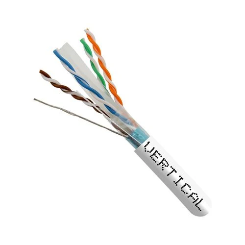 Cables de Red Vertical Cable Cat 6A 10G Shielded 23AWG Solid Bare Copper PVC 1000ft Bulk Ethernet Cable Blanco
