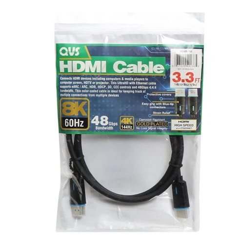 Cables de Red QVS Ultra High Speed HDMI UltraHD 8K Azul