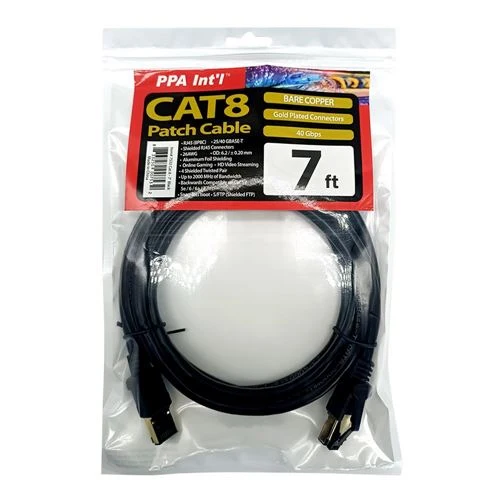 Cables de Red PPA 7 Ft. CAT 8 Molded Snagless Boots Ethernet Cable Negro