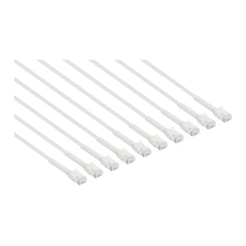 Cables de Red Intellinet Cat6 Stranded U/UTP FlexiBoot Slim Network Ethernet Cable 10Ft. 10-Pack-White Blanco