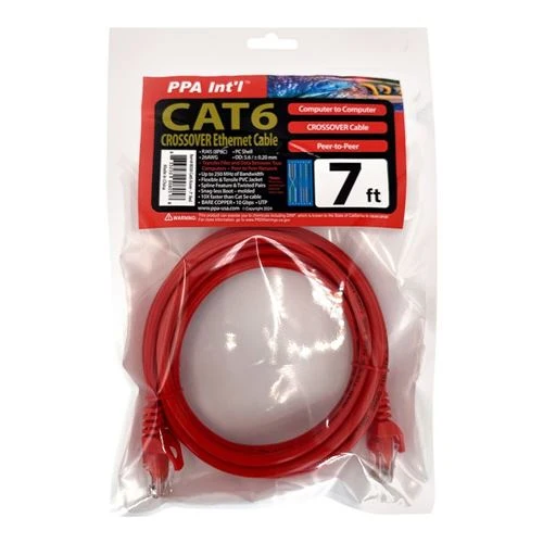 Cables de Red PPA 7 Ft. CAT 6 Crossover Ethernet Cable Rojo