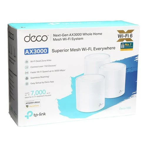 Mesh WiFi TP-LINK AX3000 Whole Home Dual Band Mesh Wi-Fi 6 System (3-Pack) Connect up to 150 devices